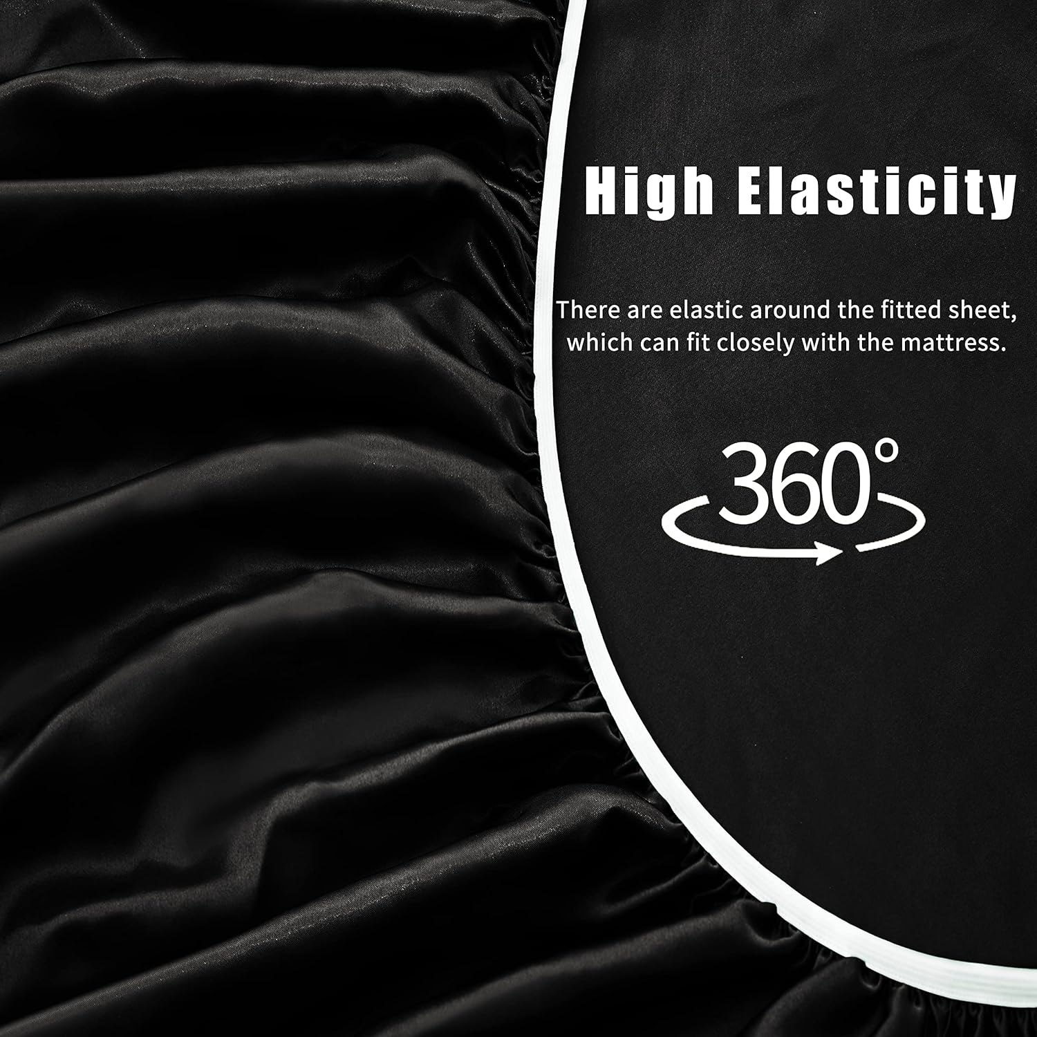 VACVELT 4pcs Black Satin Sheets Full Size Bed Set, 15 Inch Deep Pocket Silky Satin Sheet Set, Soft Satin Bedding Set Cooling & Luxury Bed…