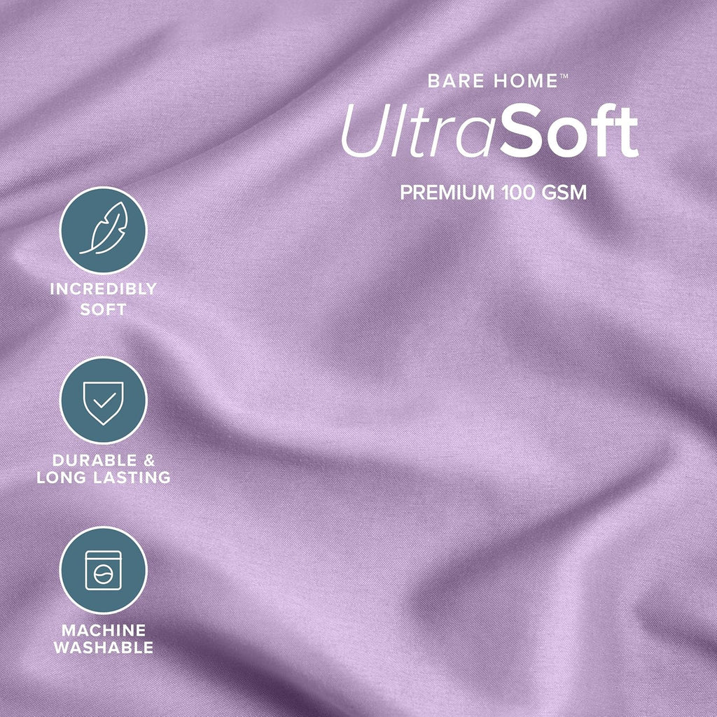 BareHome Bare Home Microfiber Pillow Cases - King Size Set of 2 - Cooling Pillowcases - Double Brushed - Lavender Pillowcases 2 Pack - Easy…