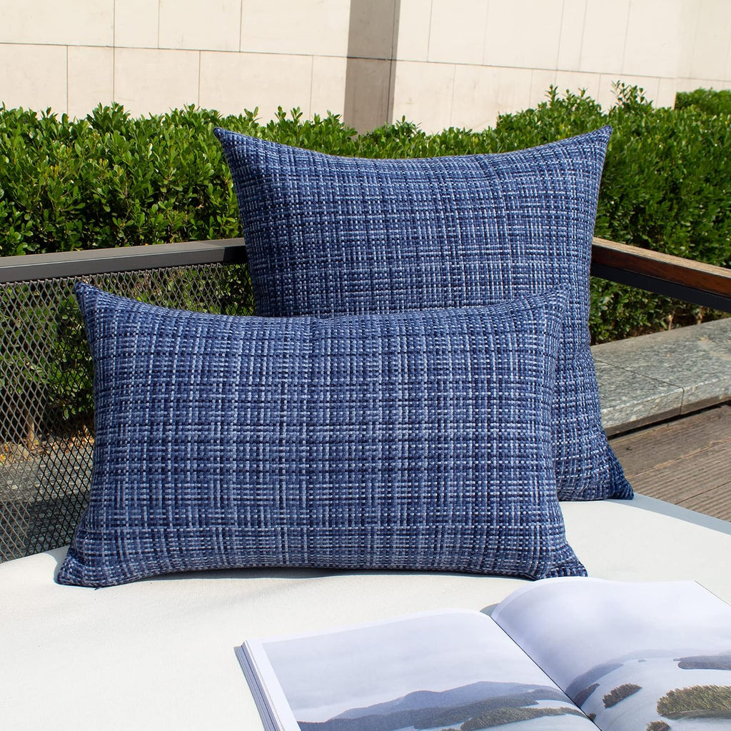 Kevin Textile Pack of 2 Decorative Outdoor Waterproof Throw Pillow Covers Stripe Square Pillowcases Modern Cushion Cases for Patio Couch…