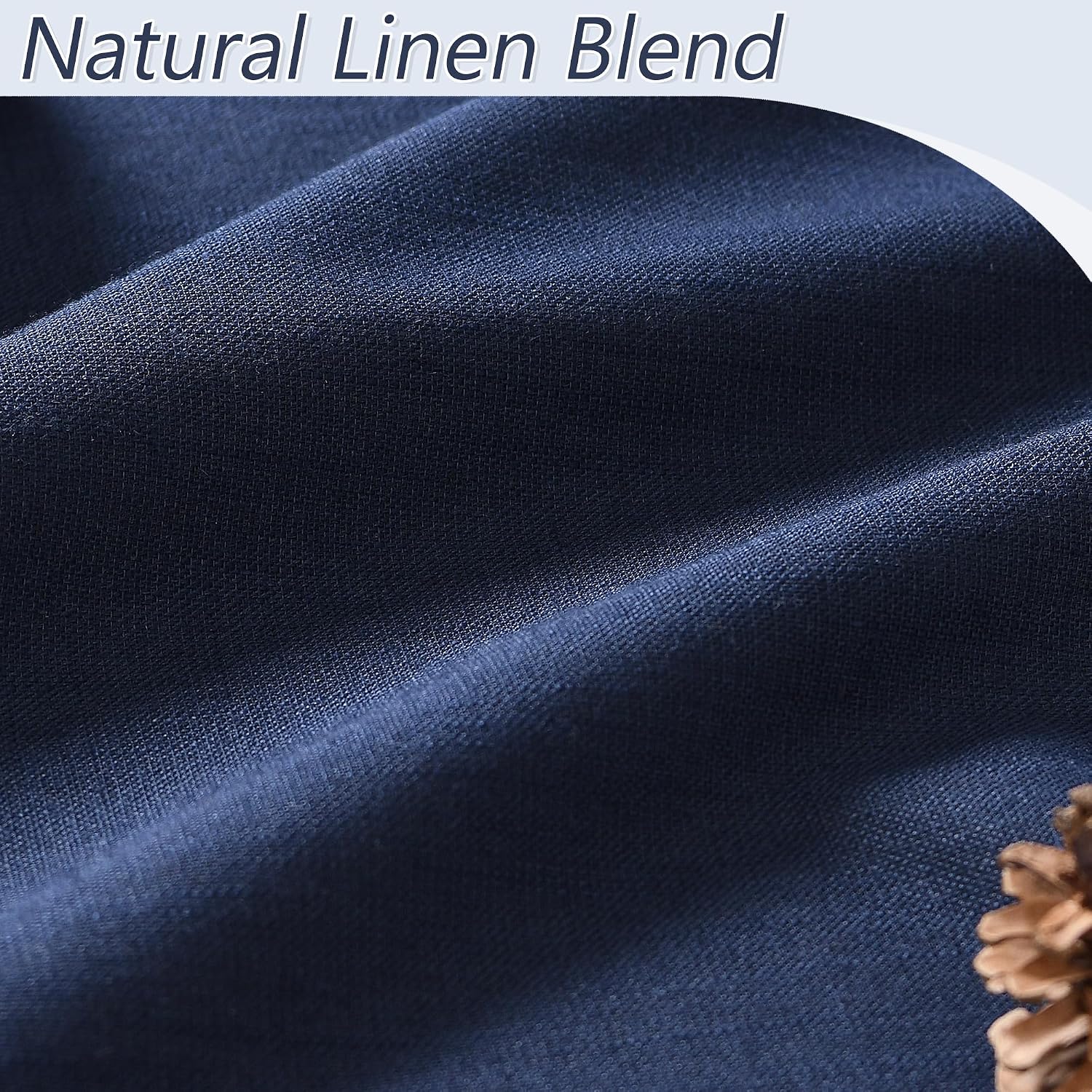 Guken Navy Blue 100% Blackout Curtains 84 Inch Length 2 Panels Set for Living Room Bedroom Back Tab Thermal Insulated Black Out Linen Drape…