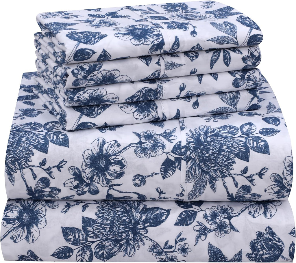 Ruvanti 4 Pcs Cotton Sheets - 100% Natural Cotton Soft, Lightweight & Breathable Crispy Percale Bed Sheets, Twin XL Sheet Sets 16" Deep Poc…
