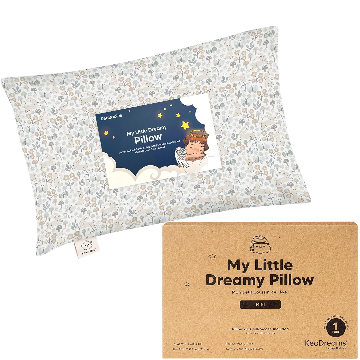 Mini Toddler Pillow with Pillowcase - 9x13 My Little Dreamy Travel Kids Pillow for Sleeping, Toddler Bed, Small, Tiny, Organic Cotton…