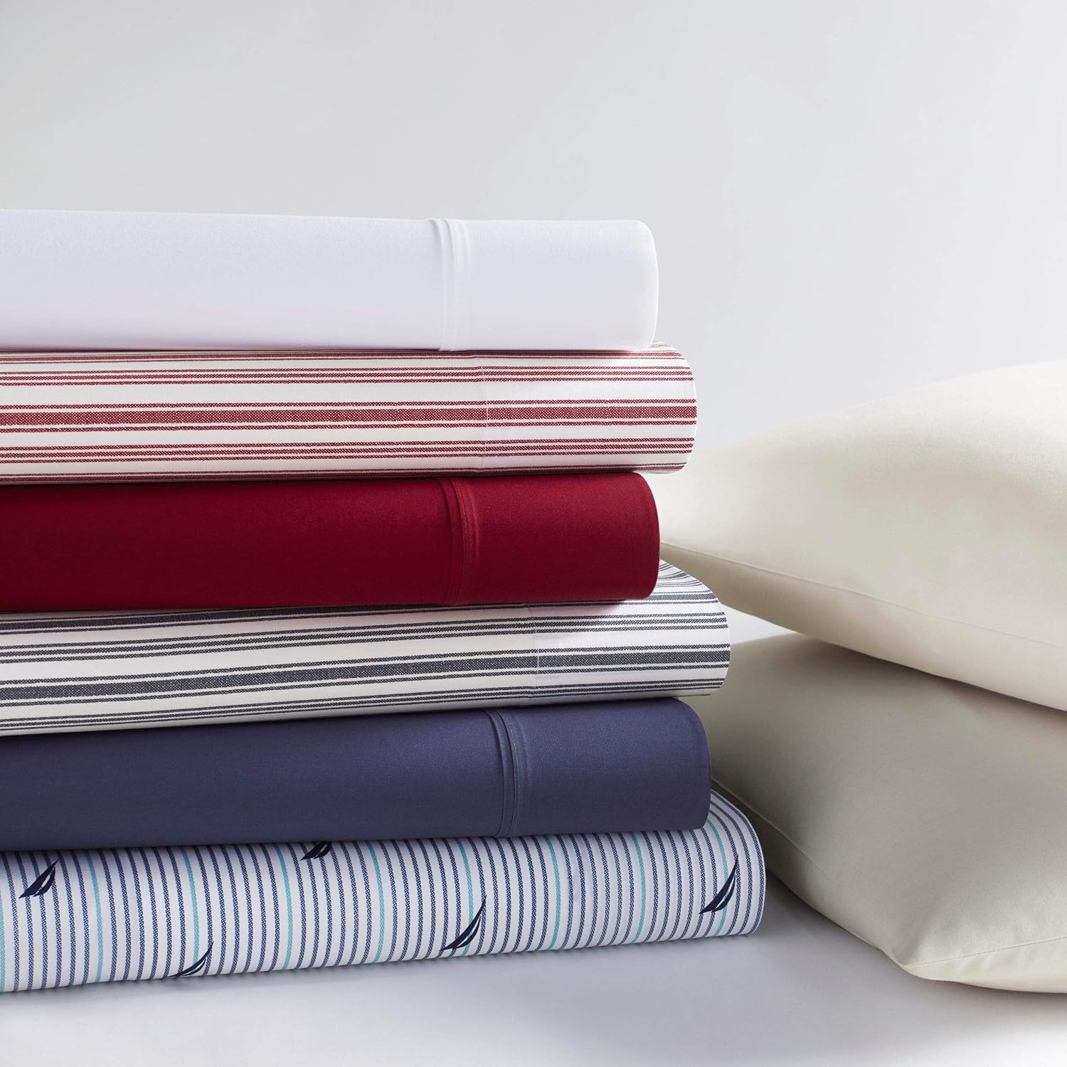 Nautica Twin Size Sheet Set, Crisp & Tailored Cooling Sheets with a Smooth Cotton Percale Lightweight Feel - Bed Sheets with Matching Pillo…