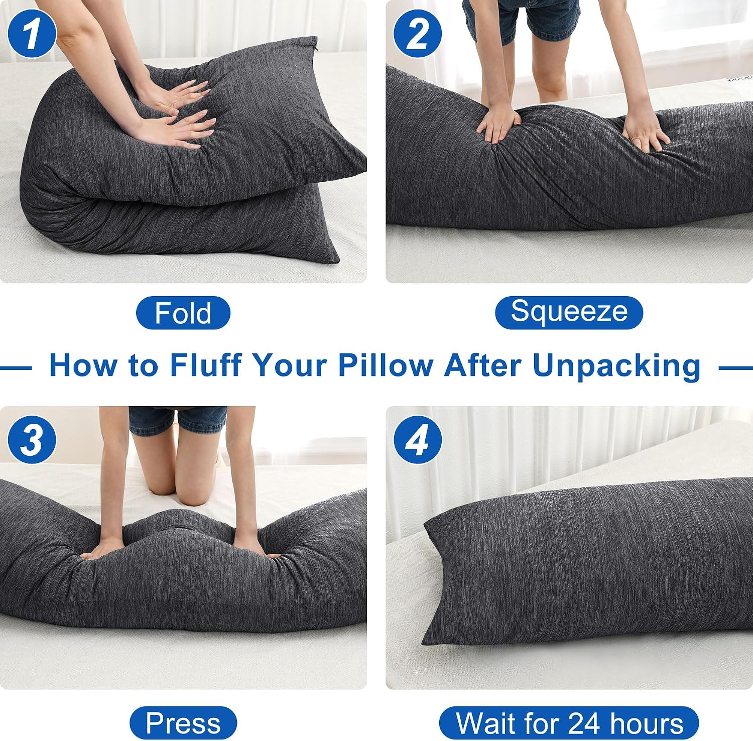 Hiasan Memory Foam Body Pillow for Adults, Cooling Long Body Pillow for Side Sleepers, Bed, Sleeping, Soft Support for Pregnant Women, Back…