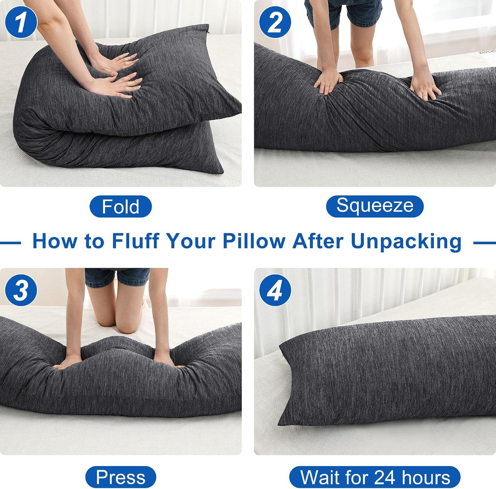 Hiasan Cooling Body Pillow for Adults - Memory Foam Insert, Long Full Body Pillow for Side Sleepers, Bed, Sleeping, Soft Support for Pregnant…