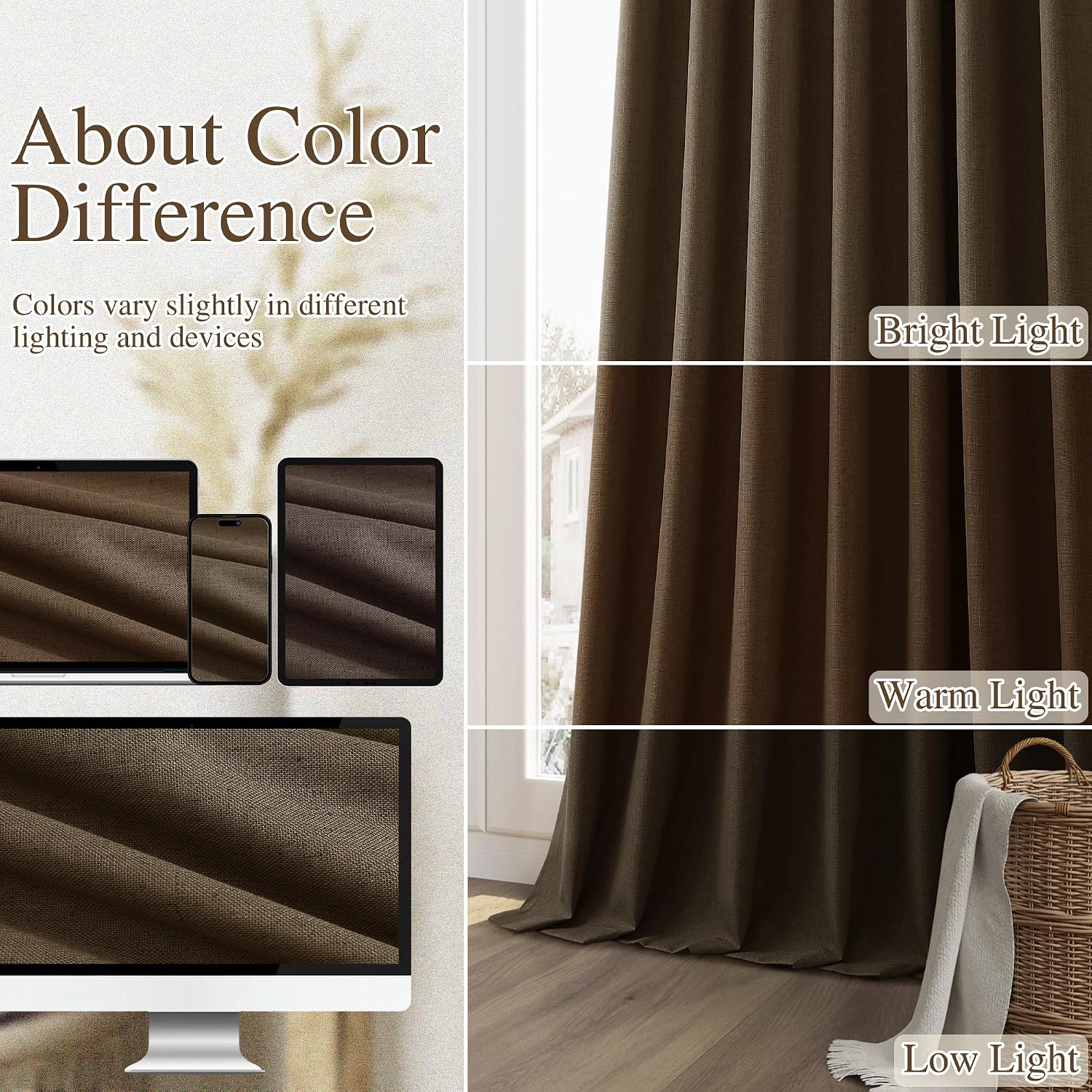 Guken 100% Blackout Curtains 90 Inch Length 2 Panels Set for Living Room Bedroom Back Tab Thermal Insulated Black Out Linen Drapes Room Dar…