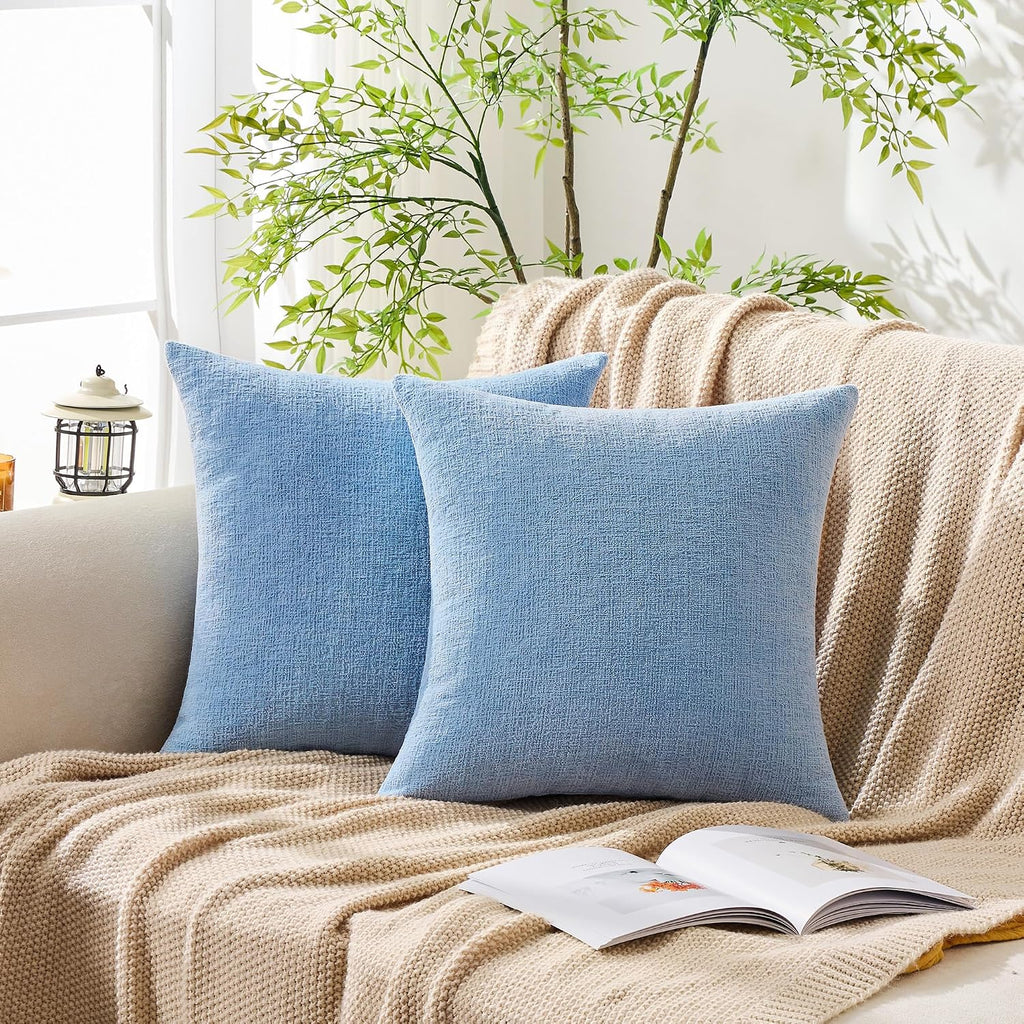 Gawamay Set of 2 Soft Textured Chenille Throw Pillow Covers 20x20 Inch (50x50 CM), Decorative Pillowcases Cushion Covers for Farmhouse Home…