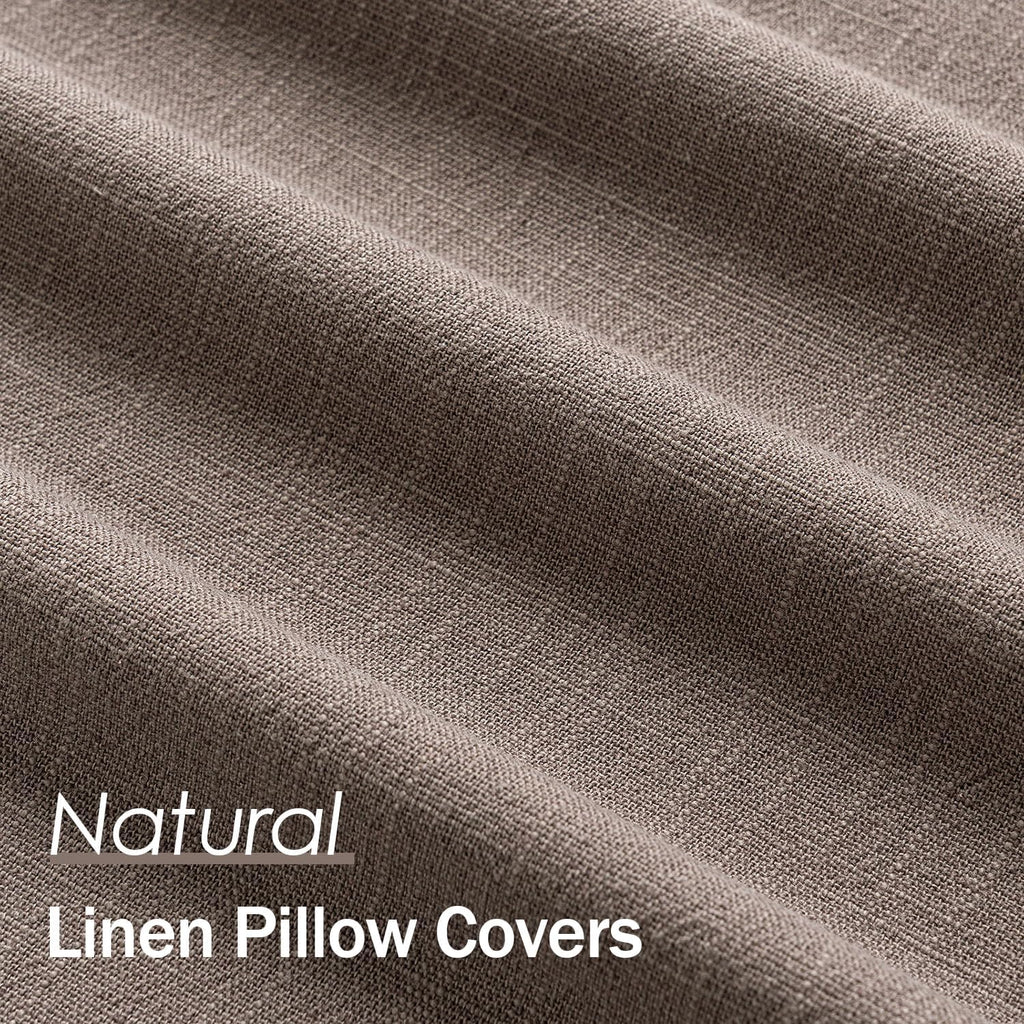 Anroduo Pack of 2 Decorative Linen Pillow Covers Light Taupe Neutral Farmhouse Boho Soild Cushion Case Soft Accent Pillowcase for Couch Sof…