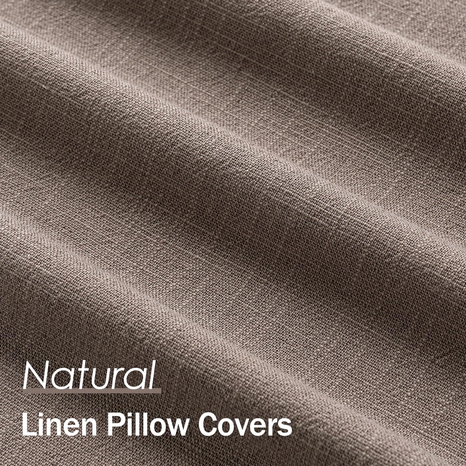 Anroduo Pack of 2 Decorative Linen Pillow Covers Light Taupe Neutral Farmhouse Boho Soild Cushion Case Soft Accent Pillowcase for Couch Sof…