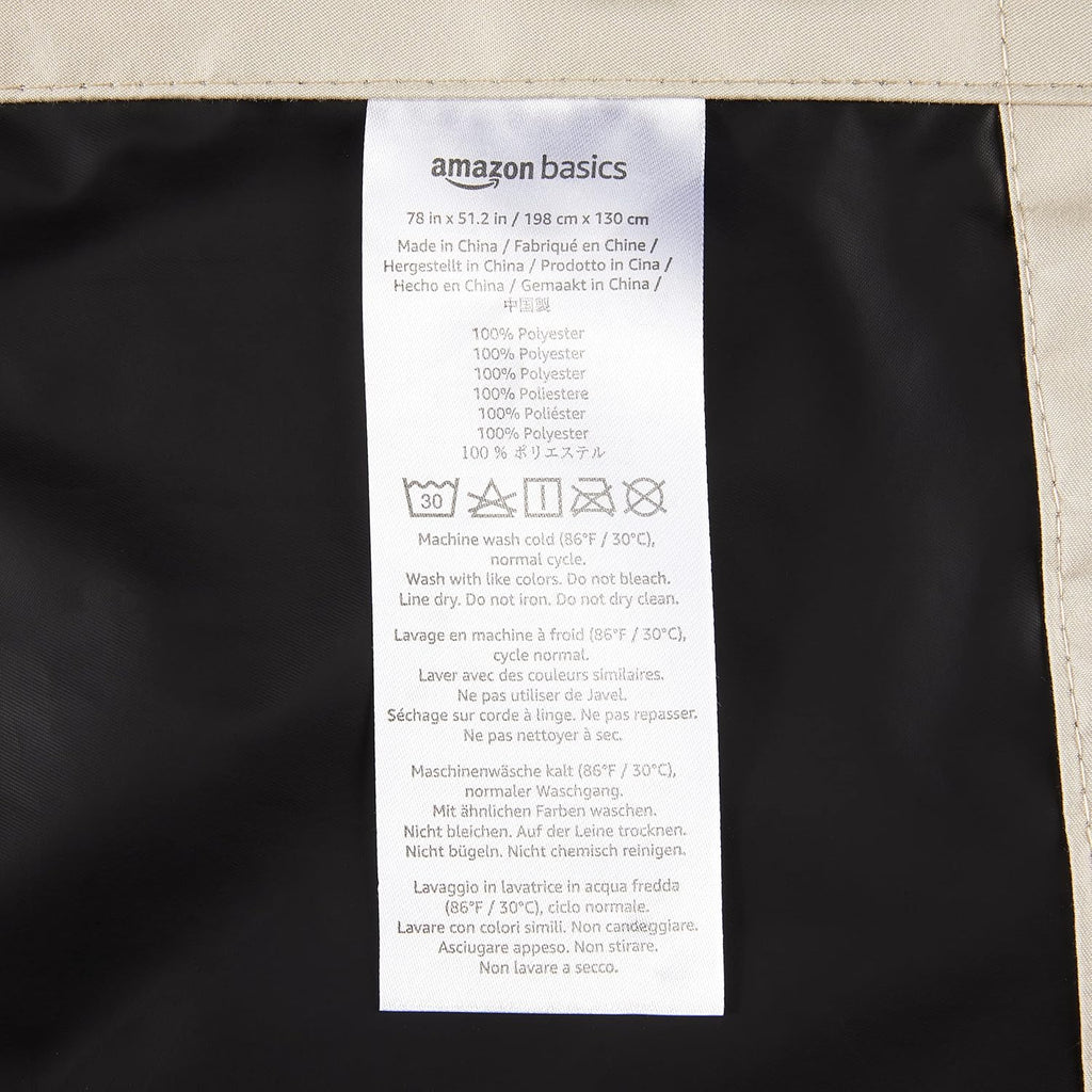 Amazon Basics Portable Blackout Curtain Shade with Suction Cups, Noise Reducing, Energy Saving, 100% Polyester, 50"W x 78"L, Beige, 1-Pack