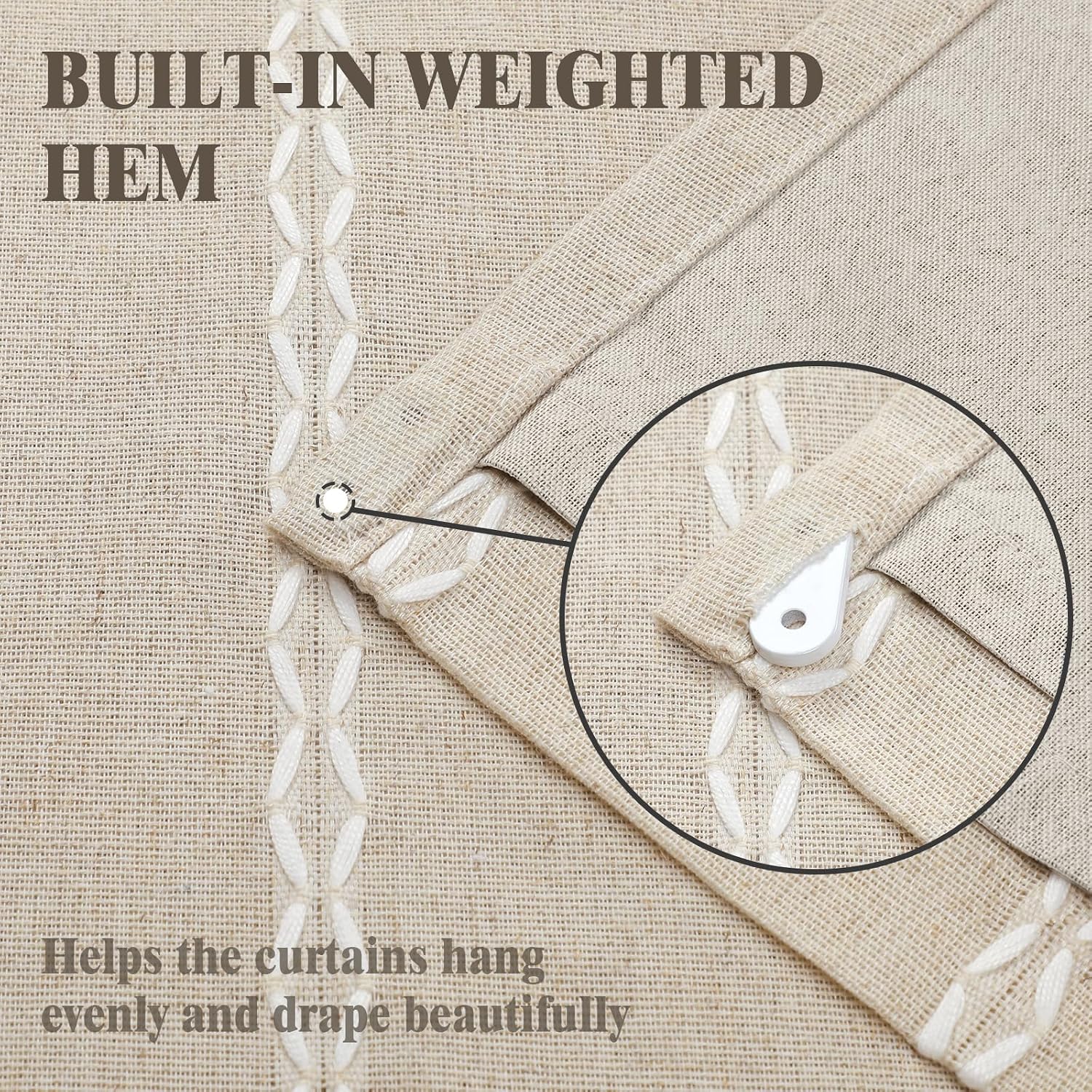 XOGUIBO Pinch Pleated Look Blackout Curtains 84 Inch Length, 2 Panels Linen Textured Boho Neutral Drapes for Living Room Bedroom Far…