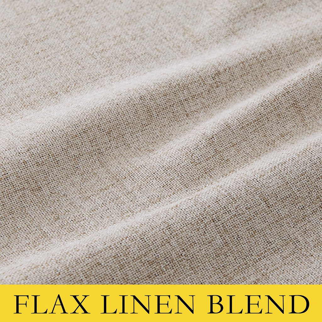 NICETOWN Full Blackout Oatmeal Linen Curtains 102" Length with Thermal Insulated Liners for Living Room, 2 Panels, 52 inches W, Farmhouse…