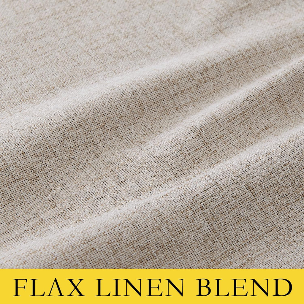 NICETOWN Oatmeal Vintage Open Linen Weave Flax Thermal Curtains, 100% Blackout Curtains 90" Long for Dining Room, Soundproof Window…