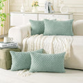 Cozoomy Set of 4 Aqua Decorative Throw Pillow Covers 12x20 Inch Corduroy Pillow Covers for Bed Couch Sofa Living Room Soft Cushion Cases 20…