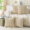 Cozoomy Set of 4 Beige Decorative Throw Pillow Covers 20x20 Inch Corduroy Pillow Covers for Bed Couch Sofa Living Room Soft Square Cushion…