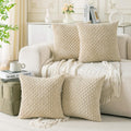Cozoomy Set of 4 Beige Decorative Throw Pillow Covers 22x22 Inch Corduroy Pillow Covers for Bed Couch Sofa Living Room Soft Square Cushion…
