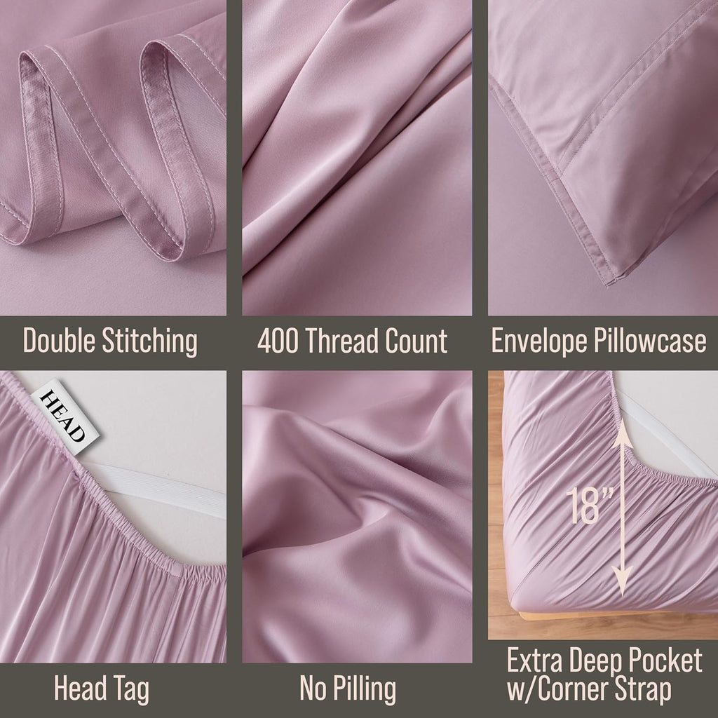Bella Coterie 6 Piece Luxury Bamboo Viscose California King Size Sheet Set | 100% Organically Grown | Cooling for Hot Sleepers | 18" Deep…