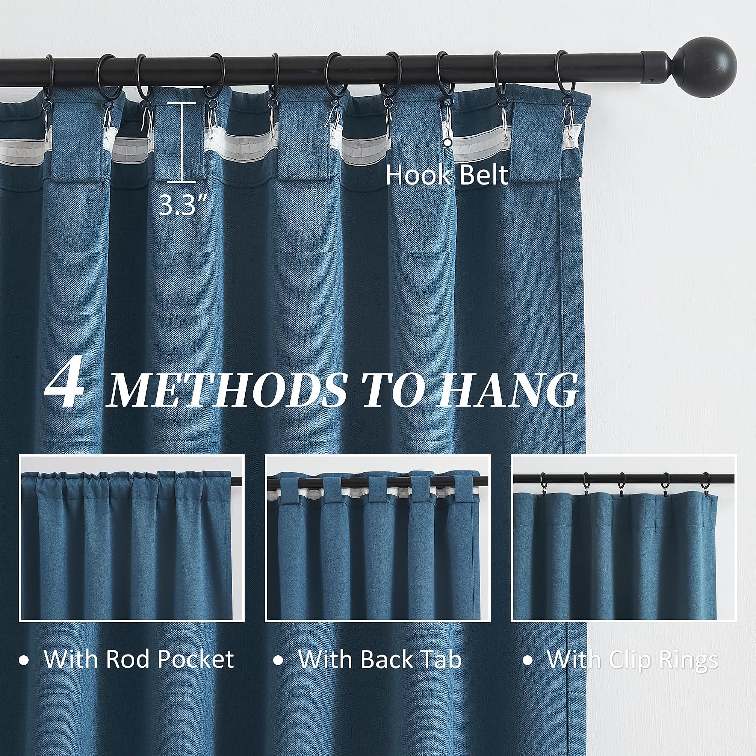 Keqiaosuocai Blackout Linen Curtain Panels, Totally Shaded Draperies 84 Inches Long for Dining Room, Soundproof Privacy Window Drapes for P…