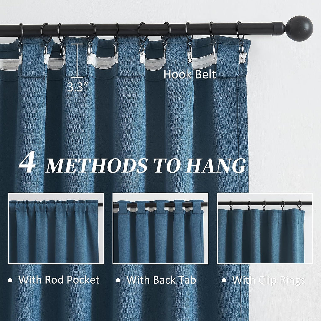 Keqiaosuocai Full Shading Curtains 90 Inches Long 2 Panels Set, Completely Blackout Noise Reducing Drapes for Living Room Bedroom Back Tab…