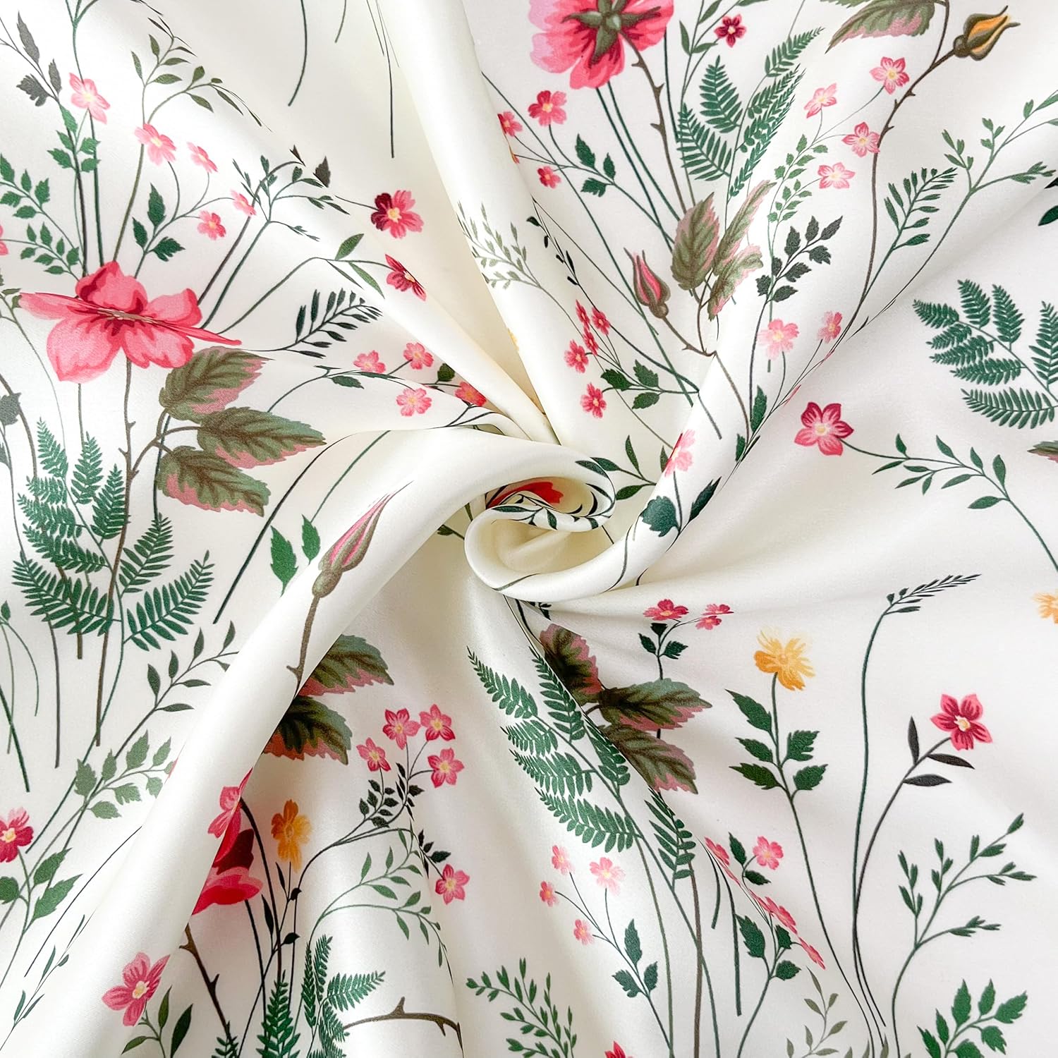 MANSPHIL Farmhouse Floral Silk Satin Pillow Cases Standard, Printed 22 Momme Mulberry Silk Top with Satin Underside Pillowcase for Hair…