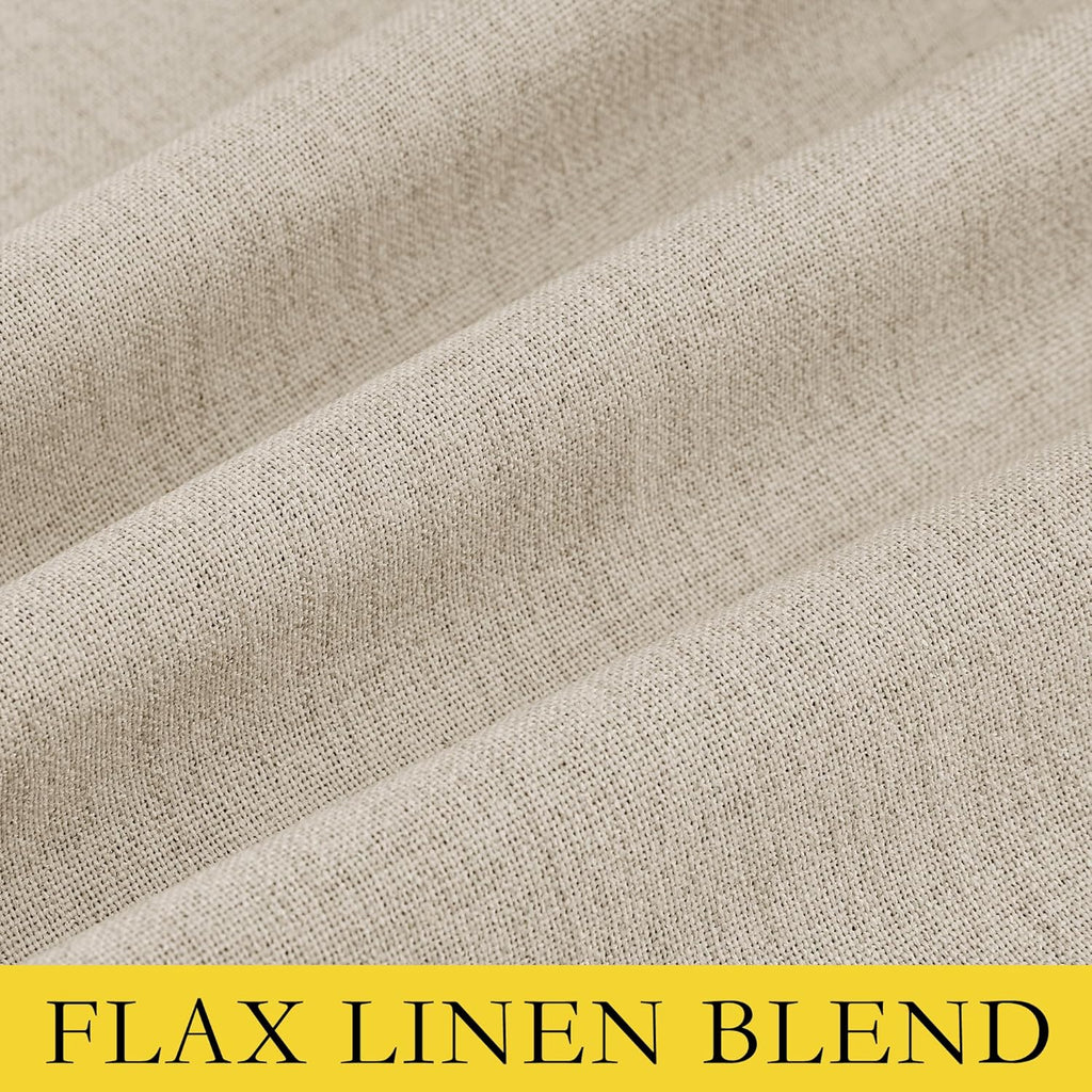 NICETOWN Cream Thick Linen Blend 100% Blackout Curtains 63" Long 2 Panels Set for Bedroom, 42" Wide, Rustic Grommet Thermal Insulated…