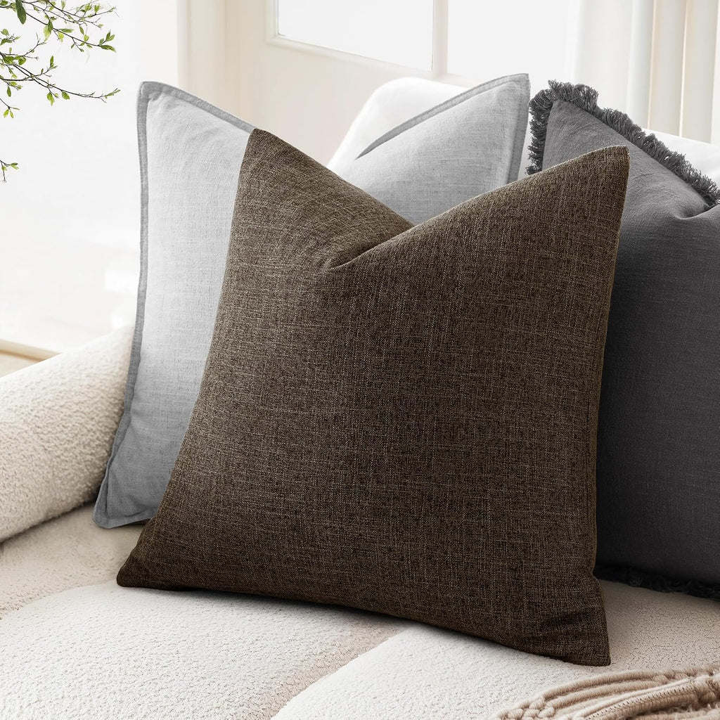 MIULEE Pack of 2 Decorative Linen Burlap Pillow Covers Farmhouse Boho Accent Pillowcases Home Decor for Couch Sofa Bedroom Living Room…