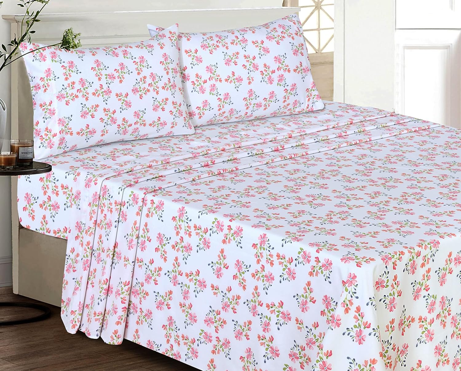 Ruvanti 100% Cotton Percale Sheets California King Size – Crisp Cooling Bed Sheets for Hot Sleepers, Deep Pocket 14”, Soft Breathable & Dur…
