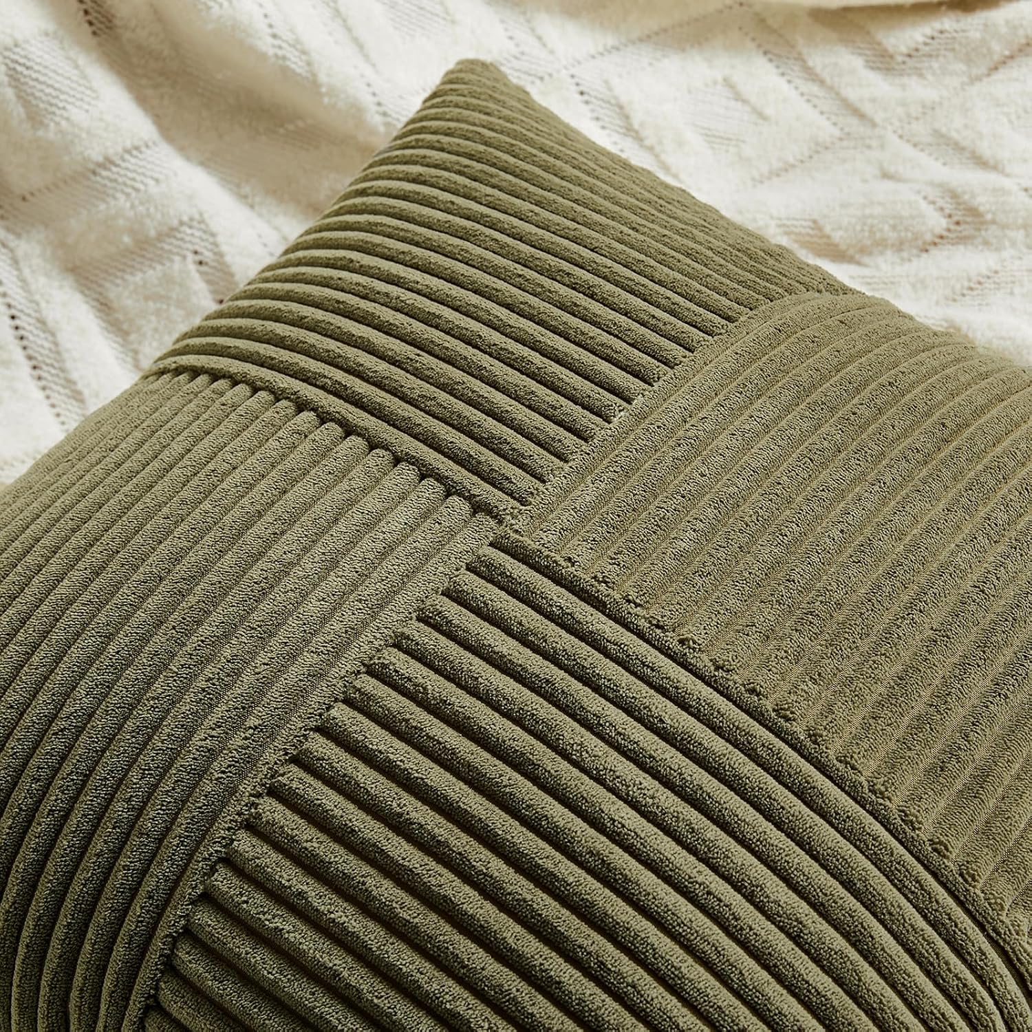 Fancy Homi 2 Packs Olive Green Lumbar Decorative Throw Pillow Covers 16x32 Inch for Living Room Couch Bed, Farmhouse Boho Home Decor…