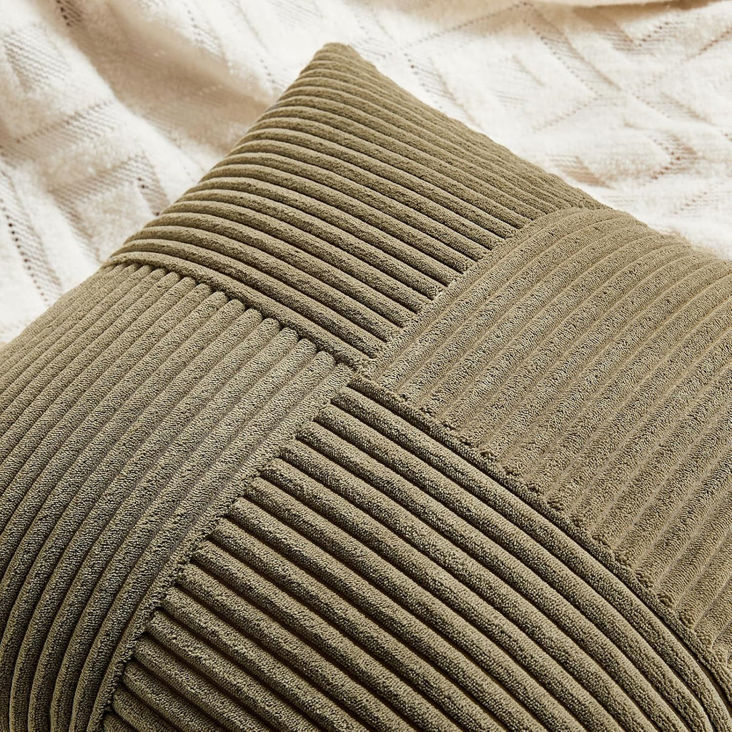 Fancy Homi 2 Packs Olive Green Decorative Throw Pillow Covers 16x16 Inch for Living Room Couch Bed, Rustic Farmhouse Boho Home Decor…