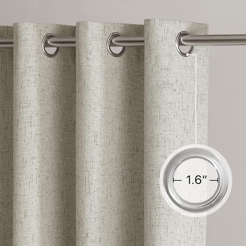 Nicetown 100% Blackout Linen Curtains 96 inches Long, White Liner Composite Grommet Thermal Drapes Casual Home Decor Window Treatments for…