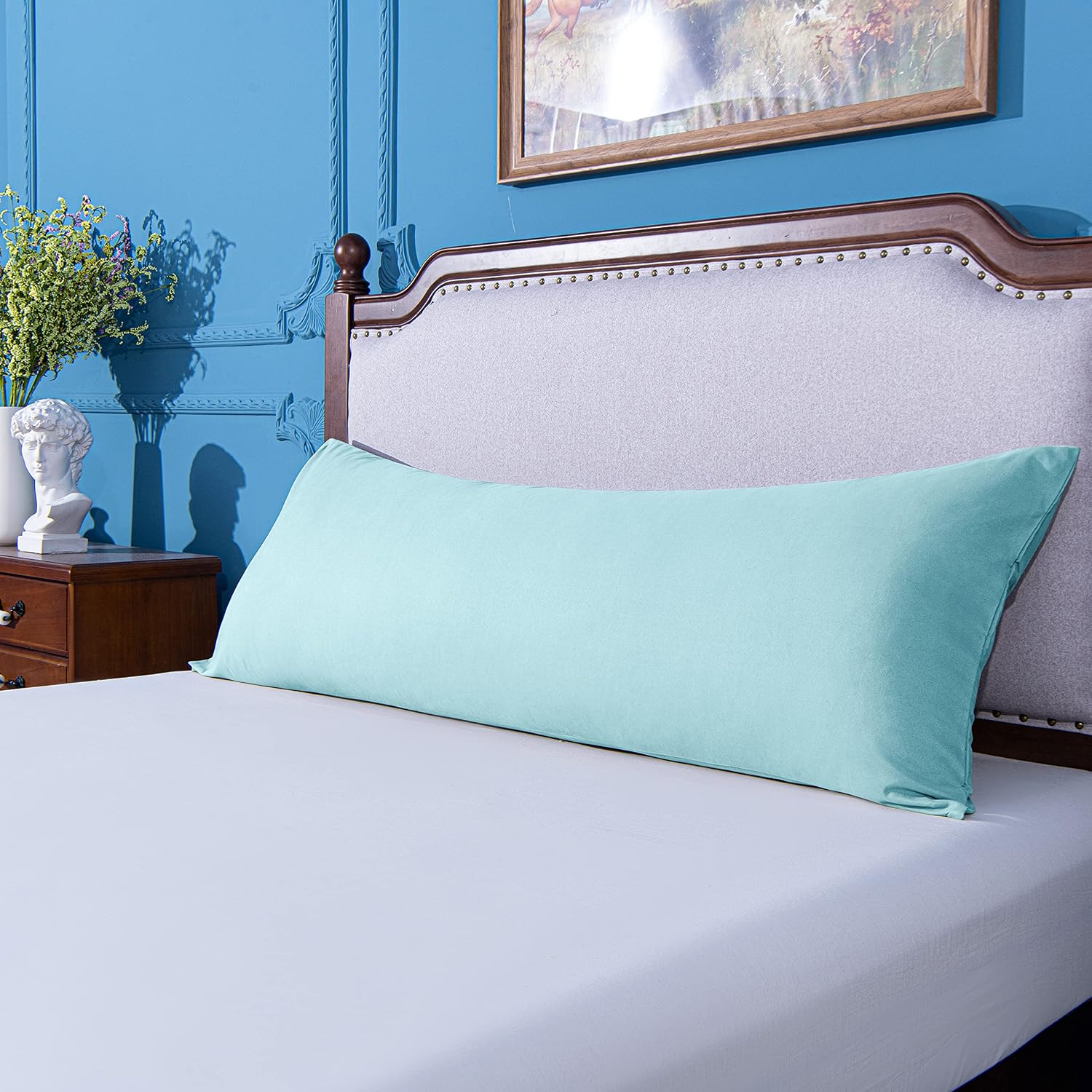 Ntbay Body Pillowcase - Brushed Microfiber 20x54 Pillowcase - Soft, Wrinkle-Free, Fade-Resistant, Stain-Resistant, Aqua Body Pillow Cover w…