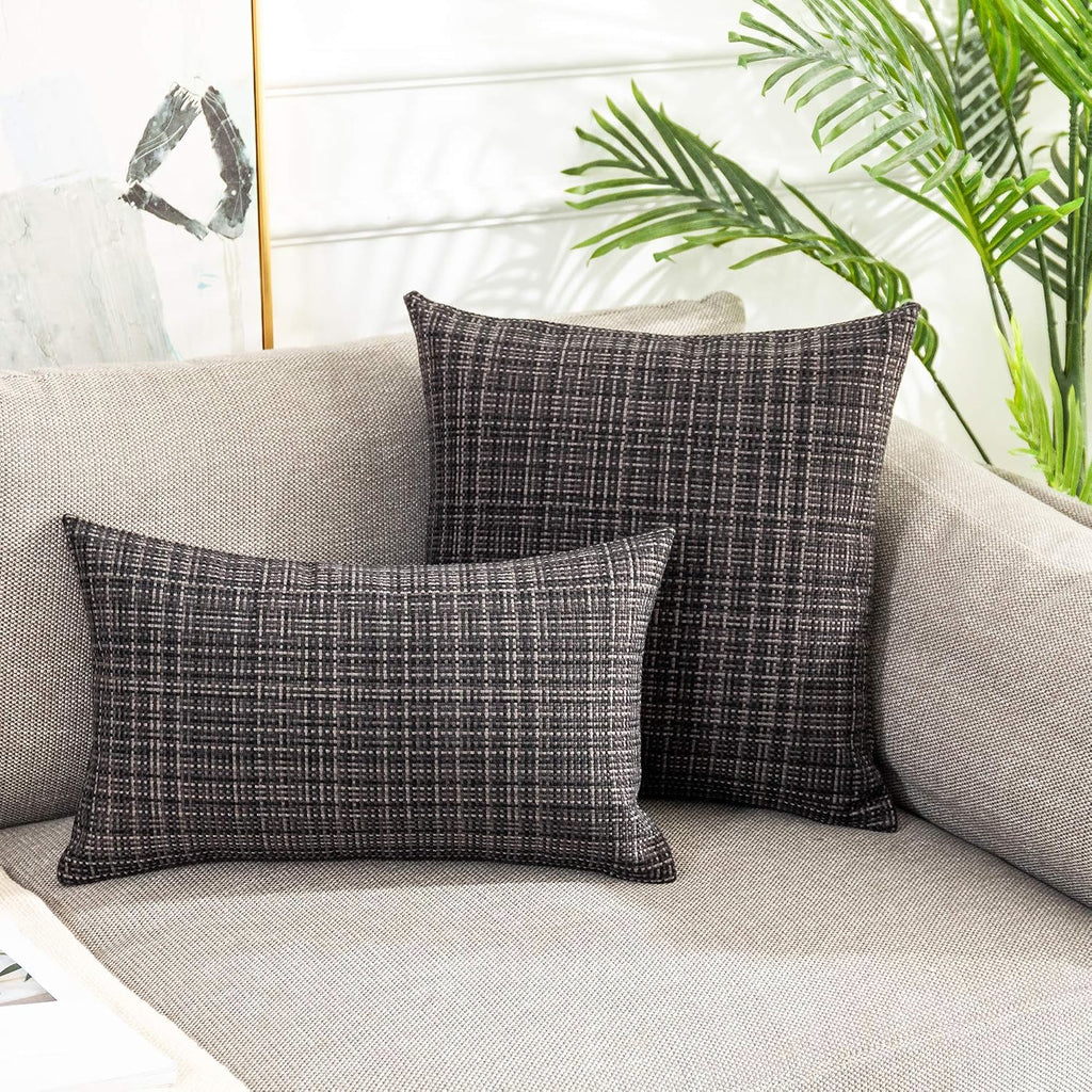 Kevin Textile Pack of 2 Decorative Outdoor Waterproof Pillow Covers Garden Cushion Sham Throw Pillowcase Shell for Patio Tent Couch 12x20…