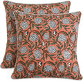 Ridhi Block Print Dark Salmon Pink Pillow Cover 18" x 18" (Pack of 2) Decorative Couch Pillows for Living Room, Chic Boho Cute Outdoor Pill…