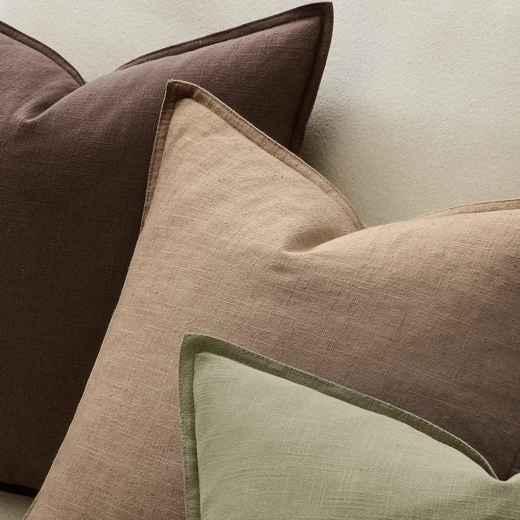 Anroduo Pack of 2 Decorative Linen Pillow Covers Coco Brown Euro Sham Neutral Farmhouse Boho Soild Cushion Case Soft Accent Pillowcase for…