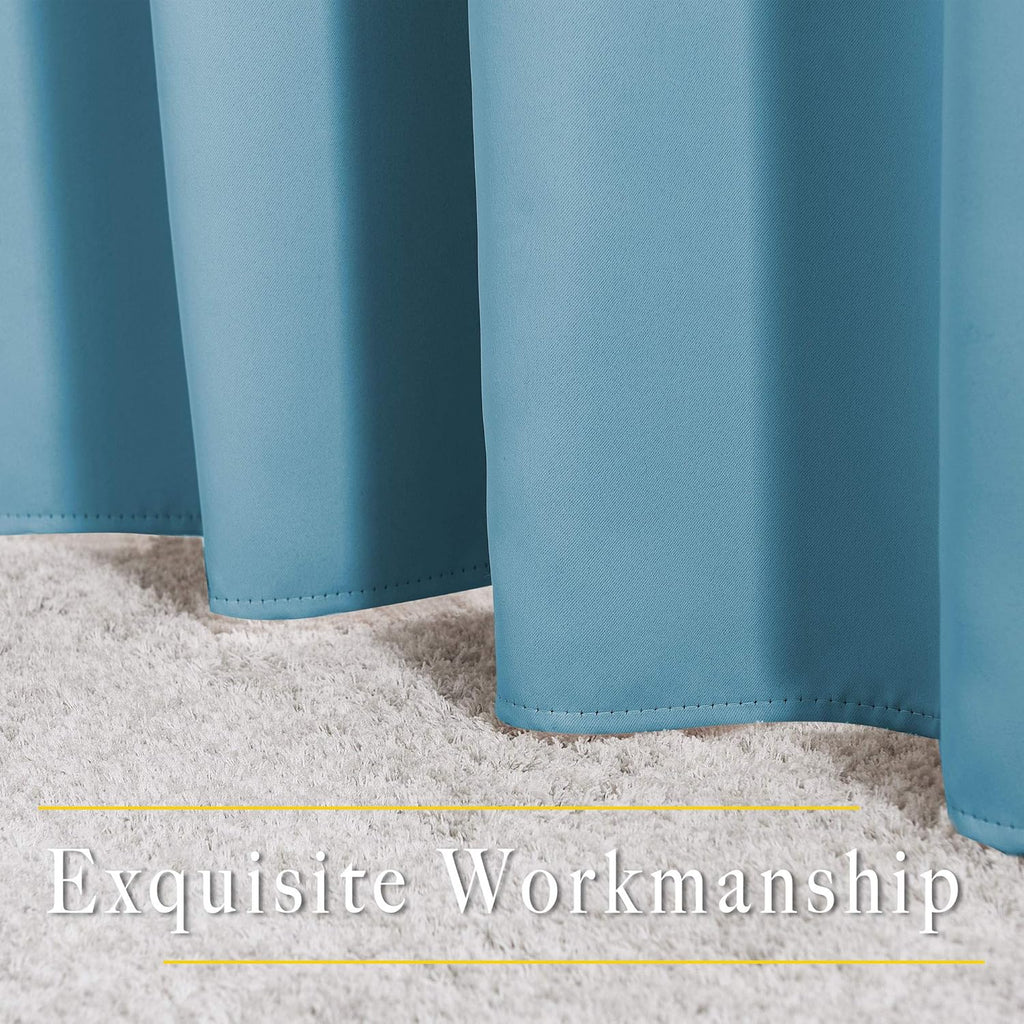 Nicetown Room Darkening Curtain Panels - (52 inches W x 120 inches L, Teal Blue, 2 Panels) Toddler Boy Bedroom Drapes with Grommet Top, Ene…