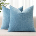 decorUhome Chenille Grey Blue Throw Pillow Covers 16x16 Inch Set of 2, Decorative Soft Couch Pillow Covers Solid Dyed Accent Farmhouse Neut…