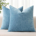 decorUhome Chenille Grey Blue Throw Pillow Covers 24x24 Inch Set of 2, Decorative Soft Couch Pillow Covers Solid Dyed Accent Farmhouse Neut…