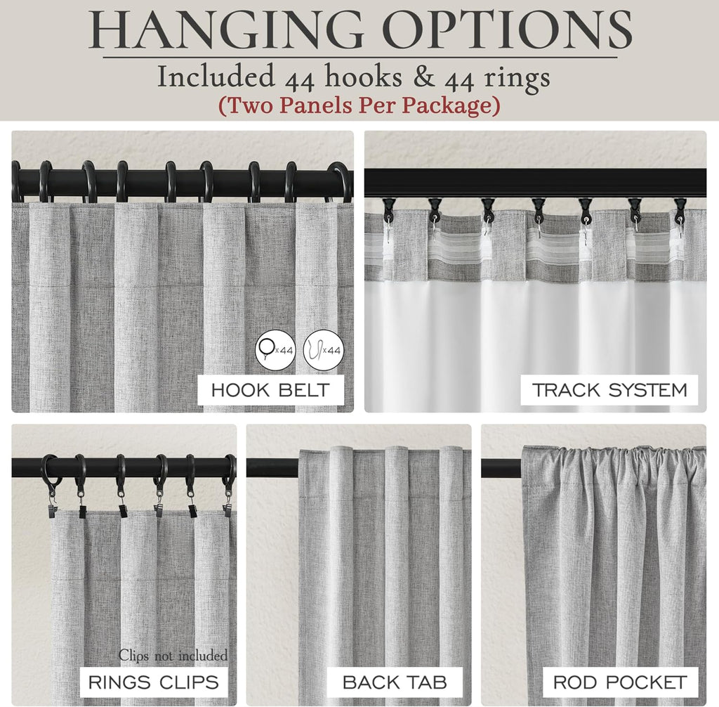 Qjmydeco Gray Blackout Curtains 70 Inches Extra Wide Linen Curtains 96 Inch Length for Kids Boys Room/Nursery, Pleated Bedroom Thermal Drap…