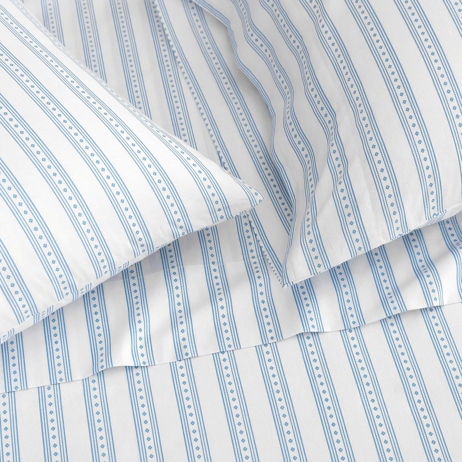 MarthaStewart Martha Stewart - King Size Sheets Set, Crisp & Tailored Cooling Sheets with a Smooth Cotton Percale Lightweight Feel - Bed Sh…