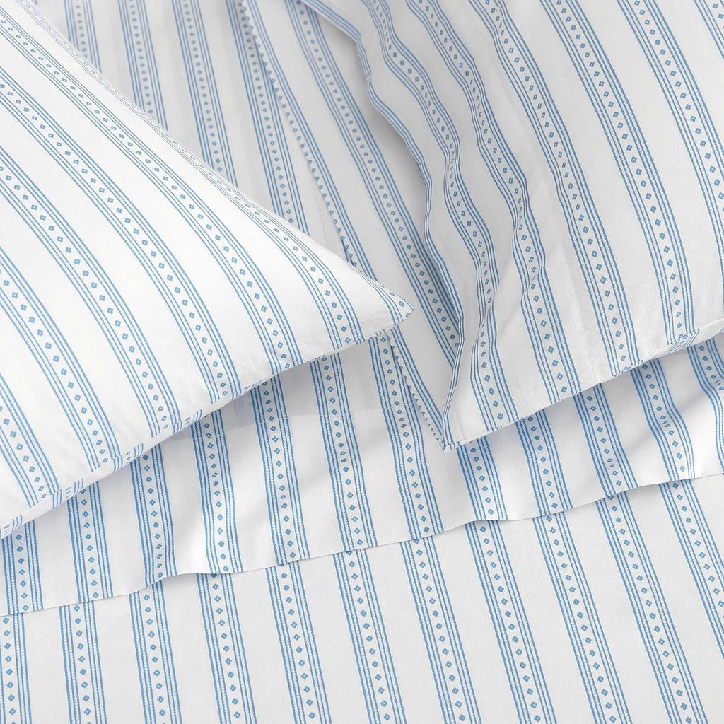 MarthaStewart Martha Stewart - Queen Size Sheets Set, Crisp & Tailored Cooling Sheets with a Smooth Cotton Percale Lightweight Feel - Bed S…