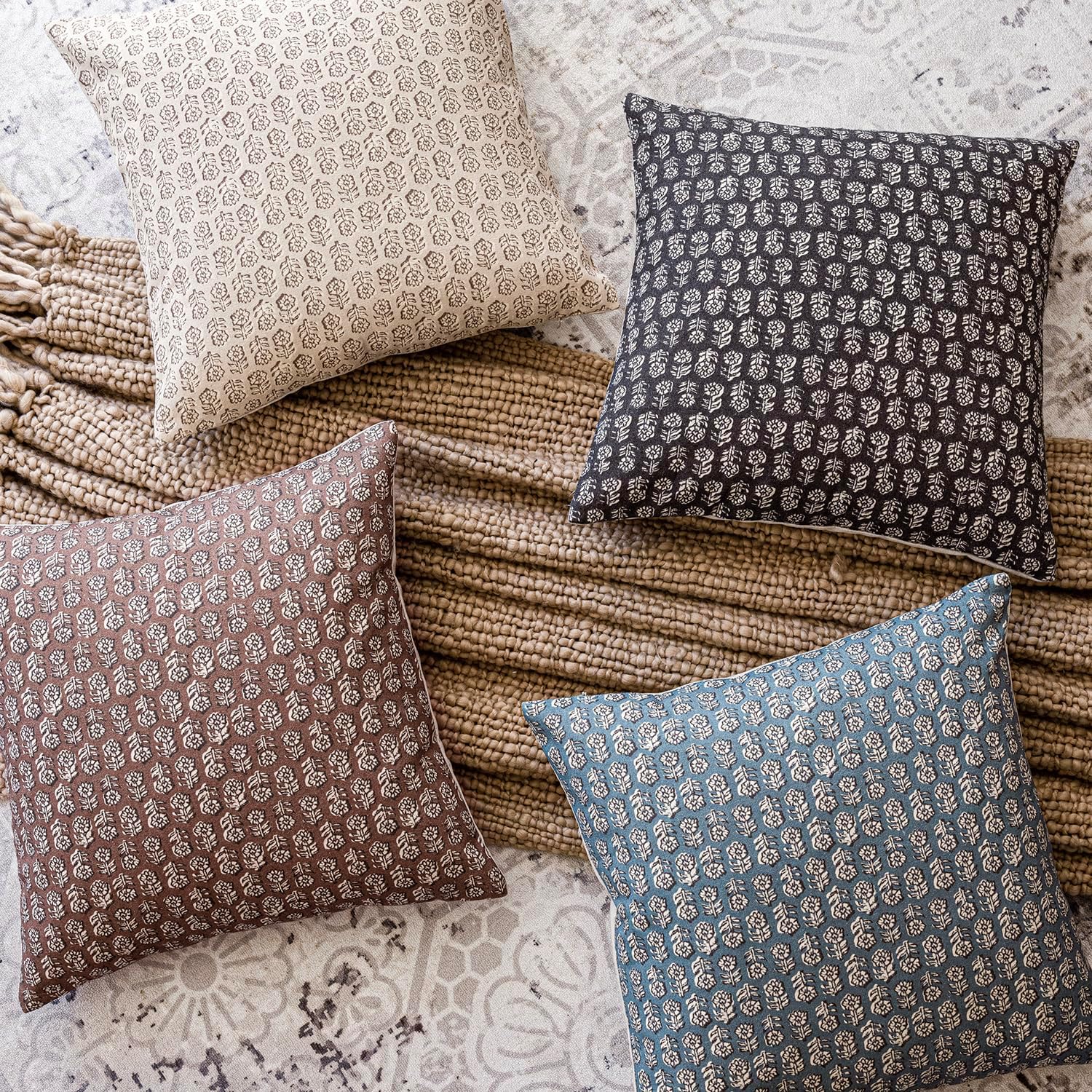 Foindtower Set of 2 Decorative Vintage Floral Print Throw Pillow Covers Neutral Modern Farmhouse Cushion Covers Boho Home Decor for Sofa…