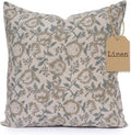 LineandLoop Linen Throw Pillow Covers 20x20 inch sage Green Spring Decorative Pillow Covers for Living Room, Bedroom 2 inches cotton Green