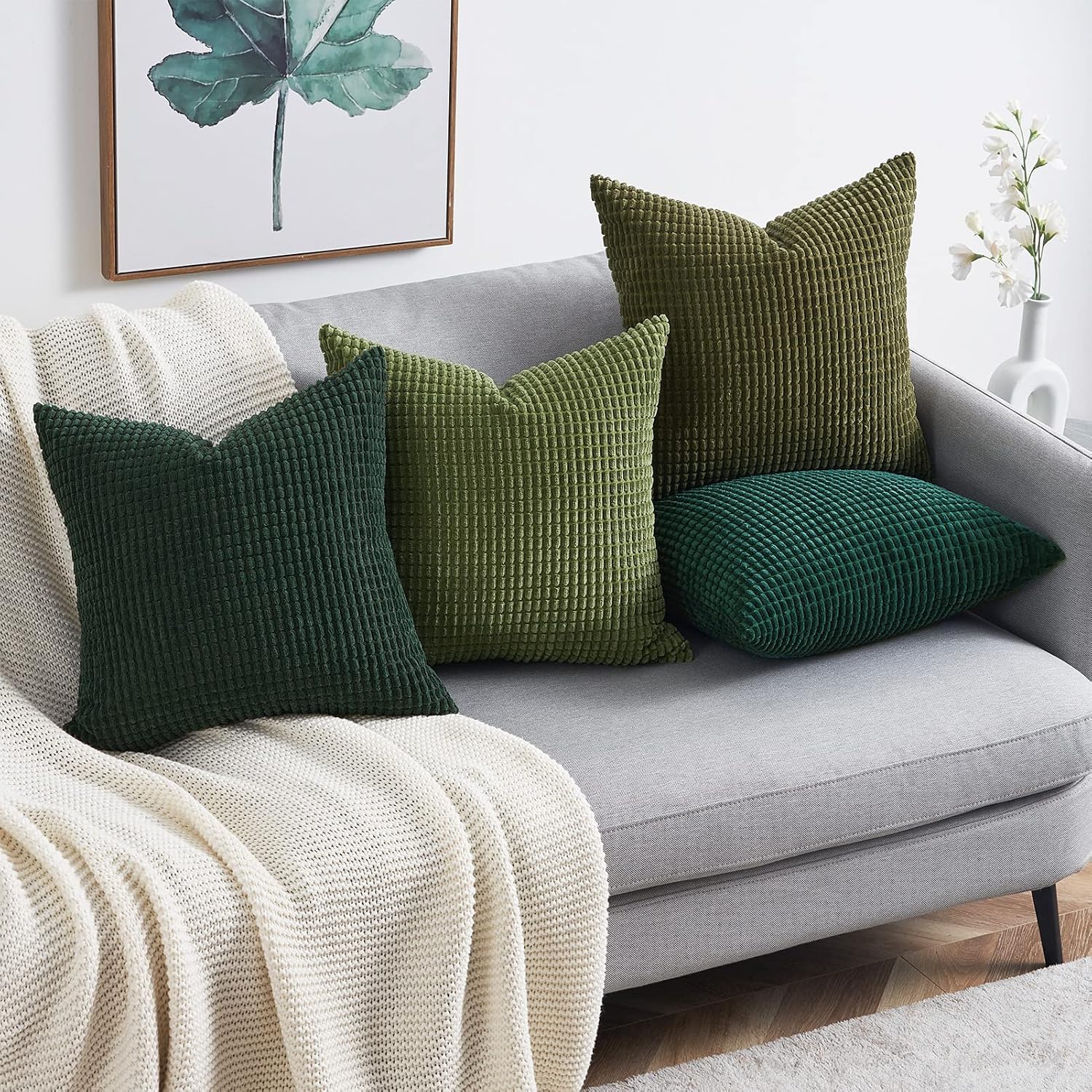 Topfinel Throw Pillows Covers for Couch Living Room Decor-Green Christmas Holiday 4 Pack Toss Cushion Case-Vintage Fluffy Large Bedroom Sha…