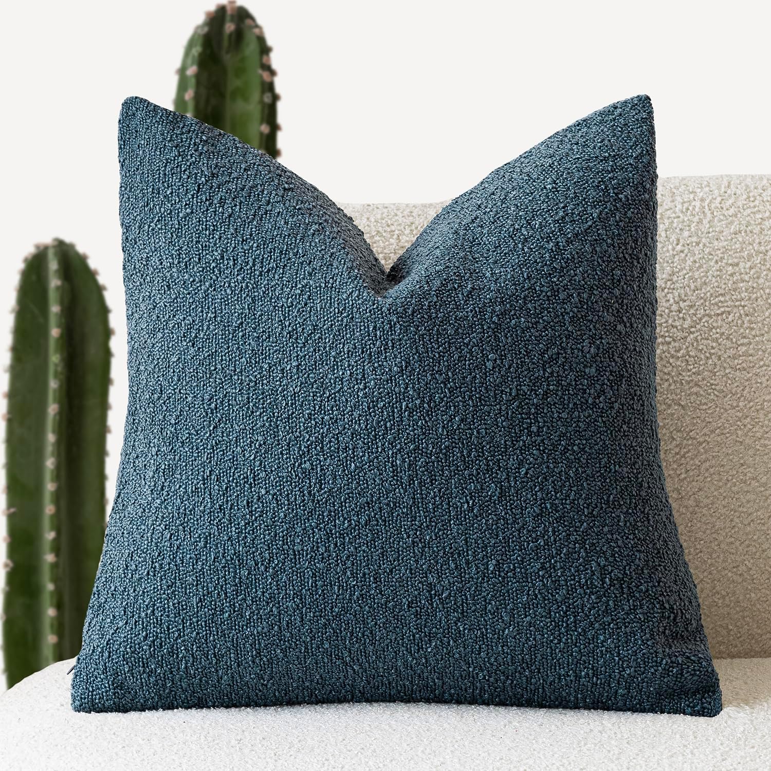 Foindtower Decorative Boucle Throw Pillow Covers Accent Solid Pillow Cases Cozy Soft Textured Couch Cushion Case for Chair Sofa Bedroom…