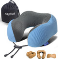 napfun Neck Pillow for Traveling, Upgraded Travel Neck Pillow for Airplane 100% Pure Memory Foam Travel Pillow for Flight Headrest Sleep…