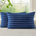 decorUhome Cozy Faux Fur Throw Pillow Covers 12x20 Set of 2 Decorative Soft Plush Striped Lumbar Modern Farmhouse Boho Couch Pillow Cases w…