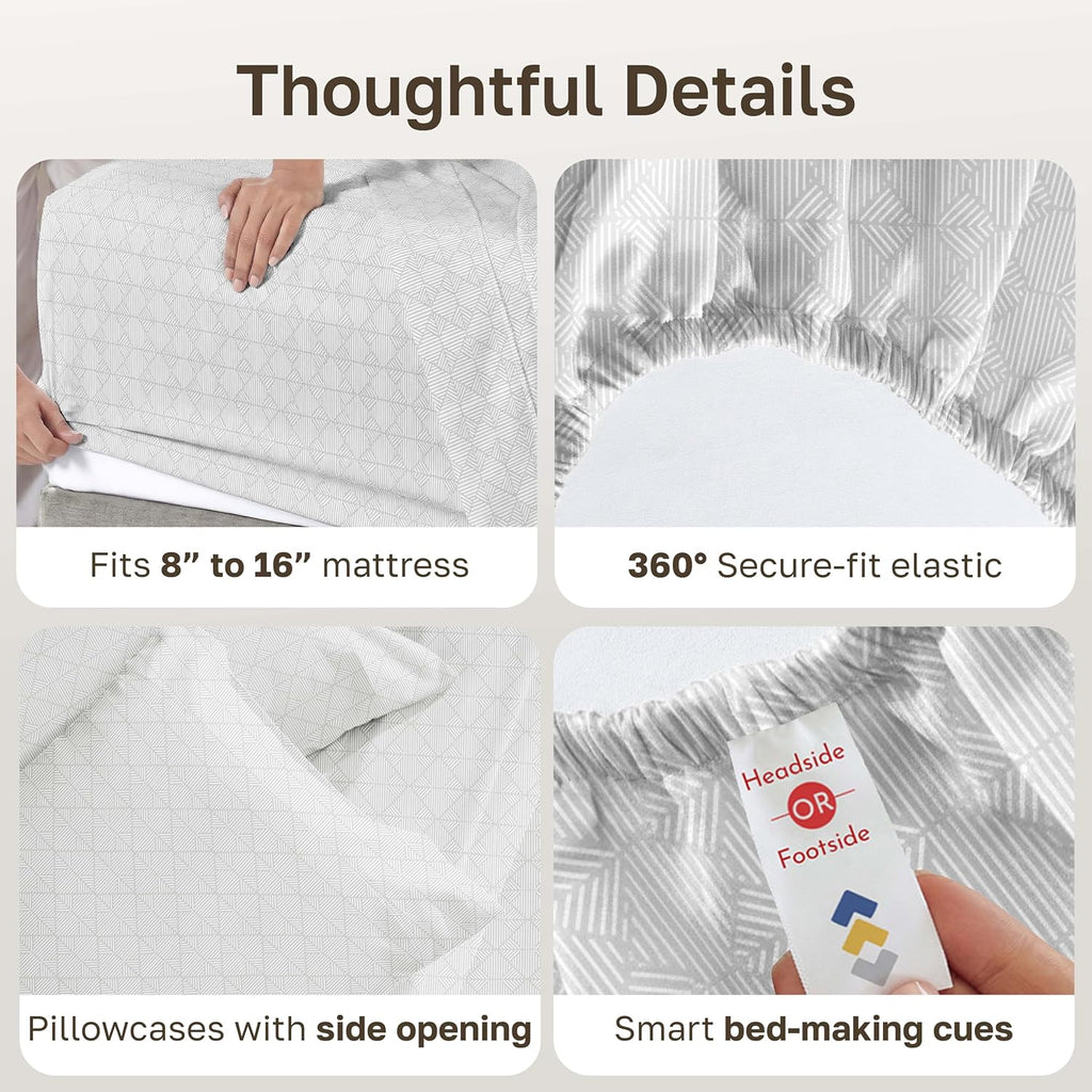 CaliforniaDesignDen California Design Den Soft King Size 100% Cotton Sheet Sets, 400 TC Good Housekeeping Award Winner, Smooth Sateen Finis…
