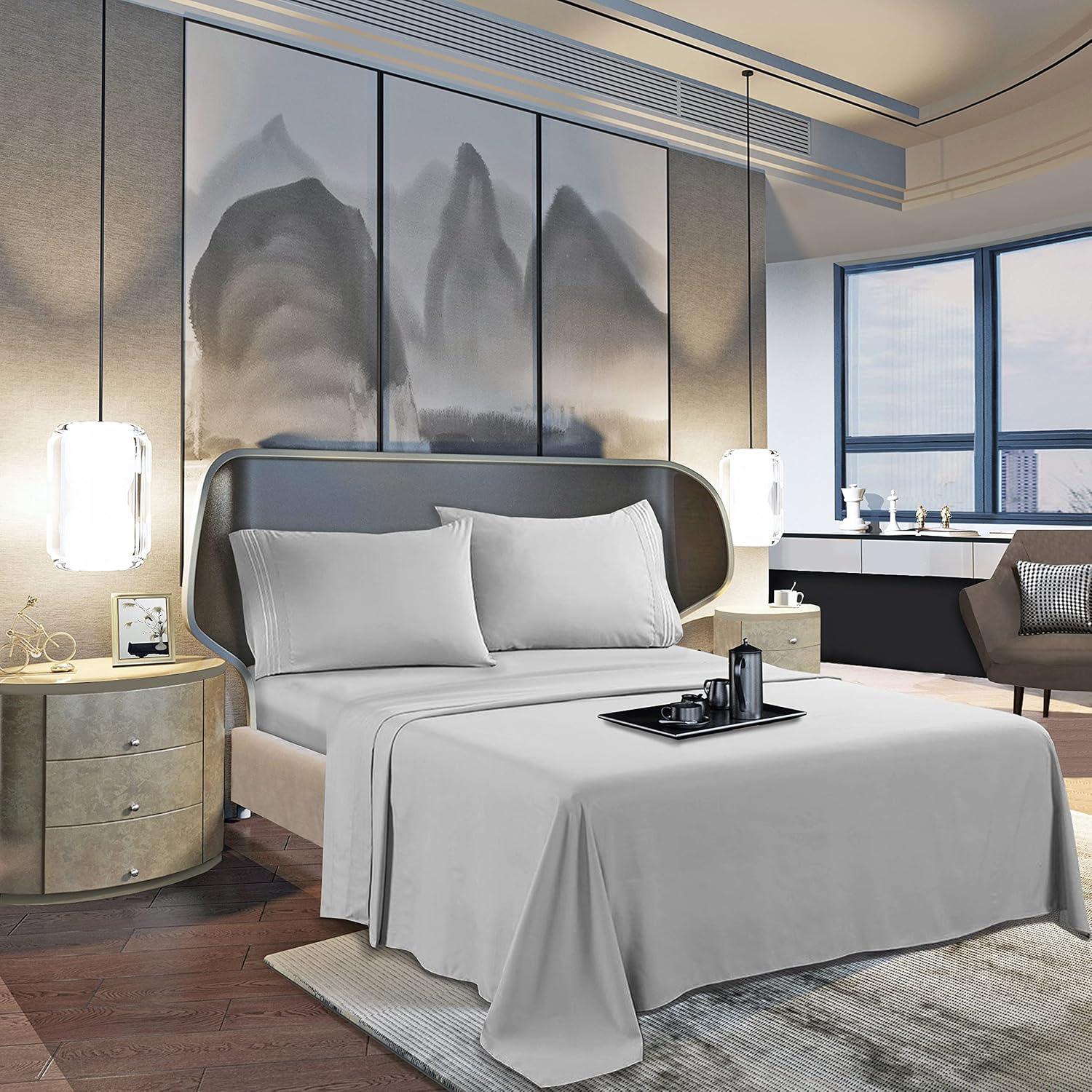 MocassiLuxuryBedding Mocassi Queen Sheet Set - Luxury Hotel 1800 Premier Bedding Sheets & Pillowcases - Ultra Soft Breathable & Cooling Bed…