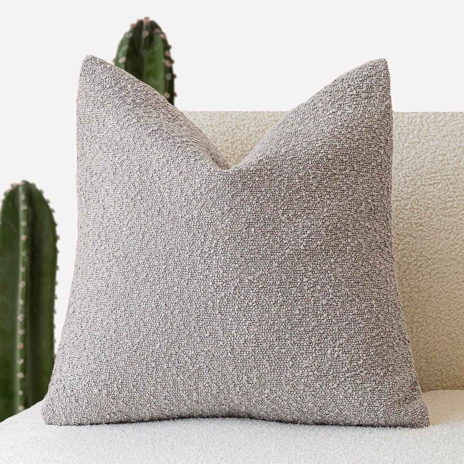 Foindtower Decorative Boucle Throw Pillow Covers Accent Solid Pillow Cases Cozy Soft Textured Couch Cushion Case for Chair Sofa Bedroom…