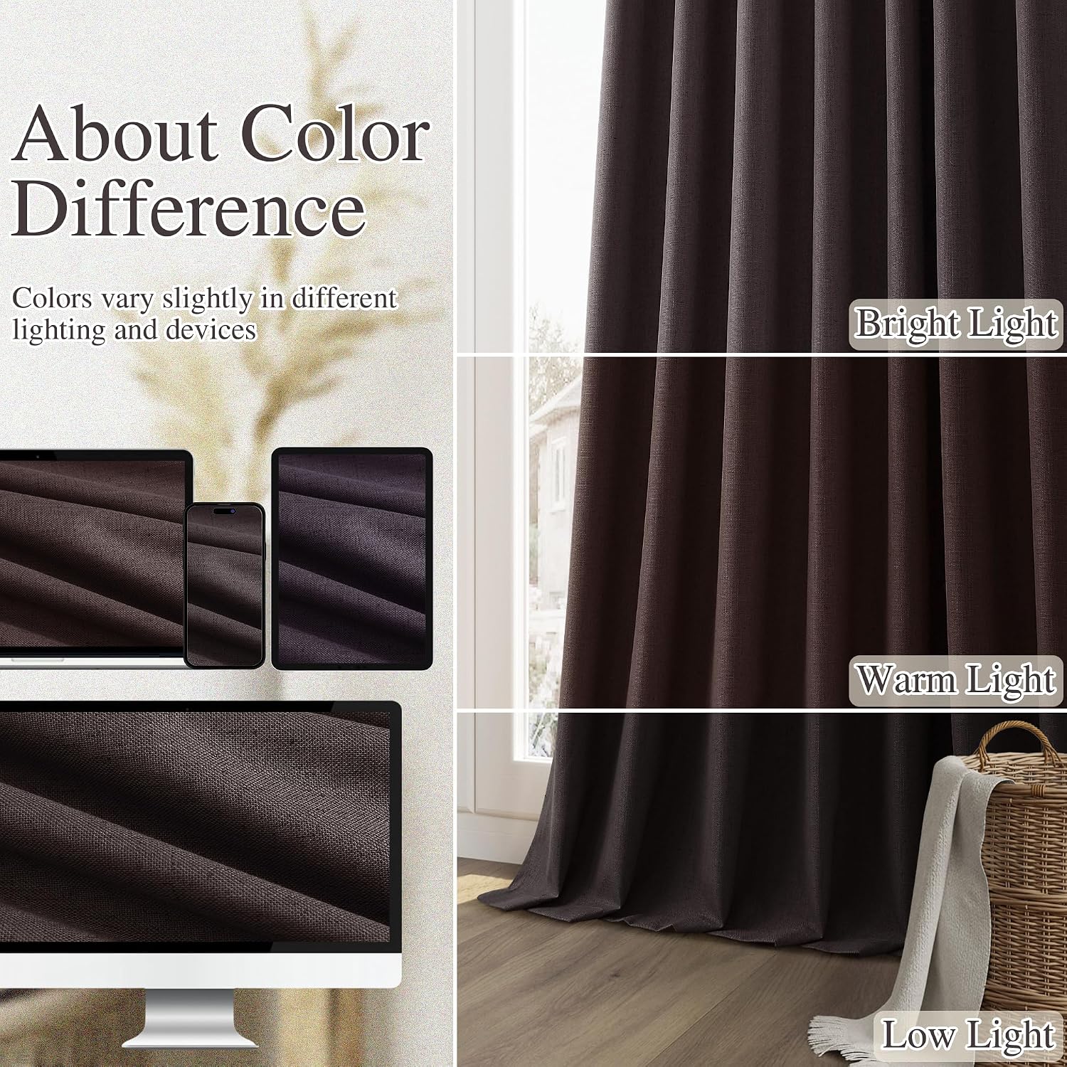 Guken 100% Blackout Curtains 108 Inch Length 2 Panels Set for Living Room Bedroom Back Tab Thermal Insulated Black Out Linen Drapes Room Da…